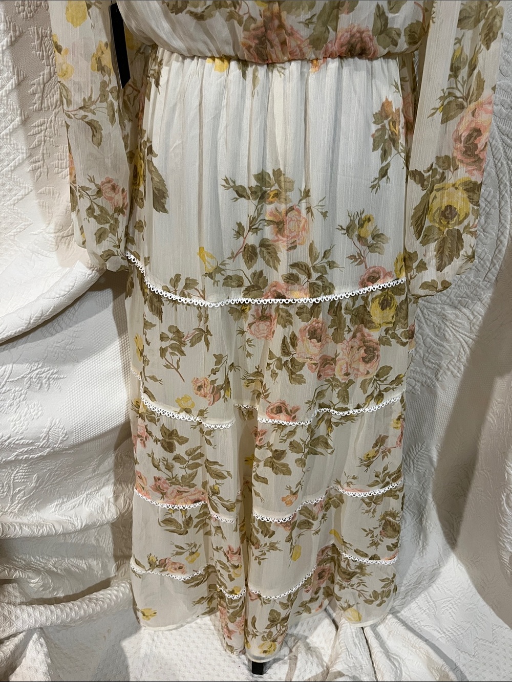 1. State Floral Tiered Long-Sleeve Maxi Dress, size small, new with tags - Picture 9 of 14